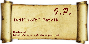 Ivánkó Patrik névjegykártya